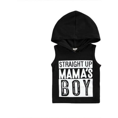 2021 Newborn Baby Boys Tshirt Summer Sleeveless Letter Print Hoodie Stylish Tops for Kids Boys Clothing Clothes Tee Shirts