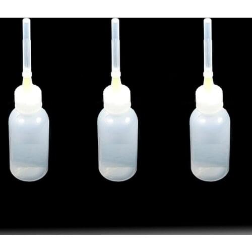 3pcs 50ML Flux Alcohol Bottle Empty E-liquid Plastic Rosin Bottles with Needles for Dispenser Rosin Solder Flux Paste