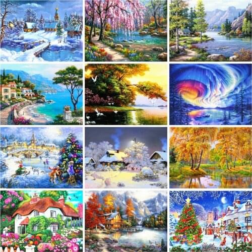 AZQSD Diamond Painting Winter Cross Stitch Full Square 5d Embroidery Horse Rhinestones Gift Needlework Home Decor Diamond Art