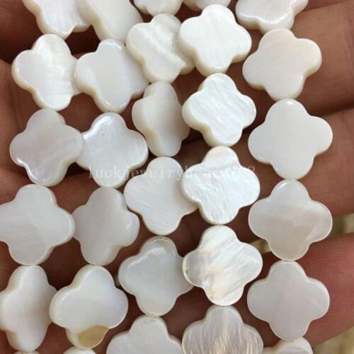 Free Shipping Fashion Jewelry 12X3mm 10X2.5mm Beautiful White Mother of pearl Shell Clover Spacers Loose Beads 15" FG8212