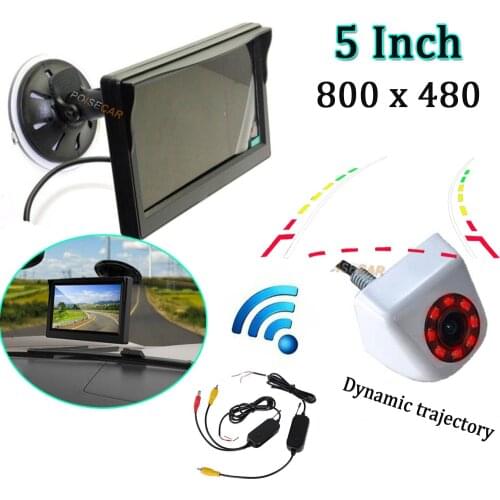 Wireless 5 Inch Color Car Parking Monitor Intelligent Dynamic Trajectory Tracks Rear View Backup Camera Night Vision Waterproof