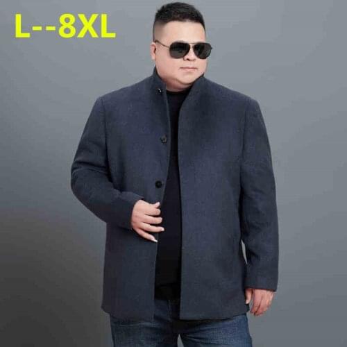 Plus size 8XL 6XL 5XL Winter Men Coat Fashion Brand Clothing Fleece Lined Thick Warm Woolen Overcoat Male Wool Blend Mens Coat