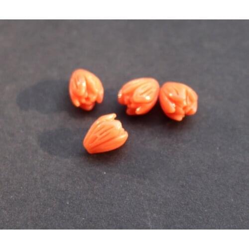 20 pieces/lot) Carved Jasmine Flower Artificial coral beads 7 8mm Orange color for Jewelry making