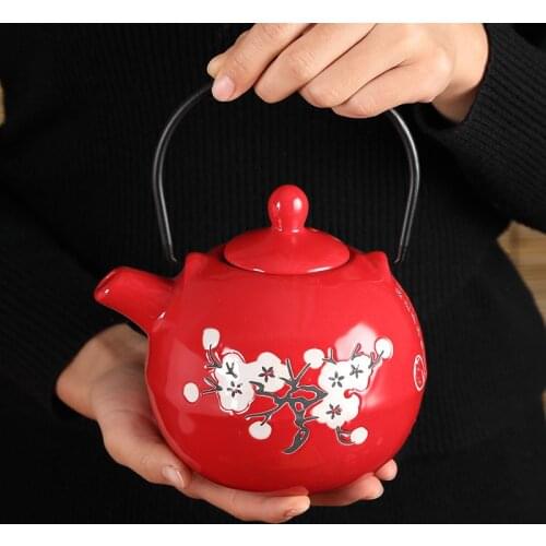 Snowflake tea set ceramic teapot Japanese kungfu tea set flower tea pot afternoon tea set Korean cold water pot cold water pot