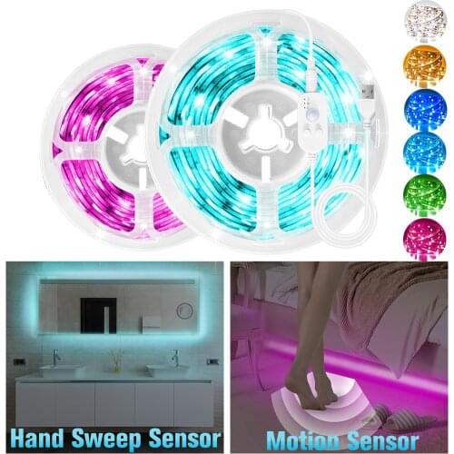 Motion Sensor LED Light Strip Hand Sweep Sensor Dimmable SMD2835 DC 5V USB Tape Diode Kitchen Night Lamp TV Backlight 0.5M - 5M