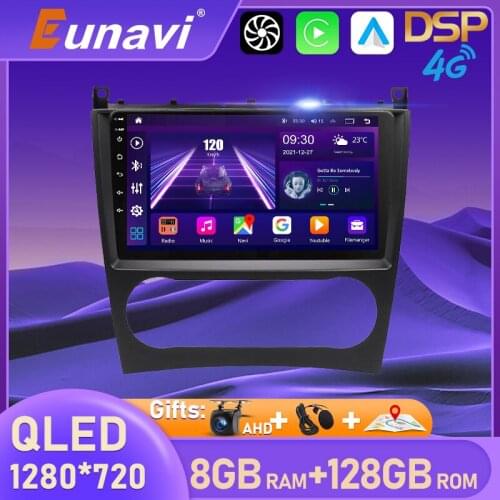 Eunavi 2 Din Car Multimedia Player For Mercedes Benz C Class W203 C200 C230 C240 C320 C350 CLK W209 2005-2009 GPS Auto Radio