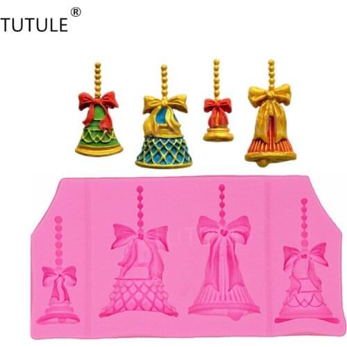 Adgets Christmas bells flexible silicone mold Christmas Bells Silicone rubber Food Safe Mould clay, fondant, chocolateMould