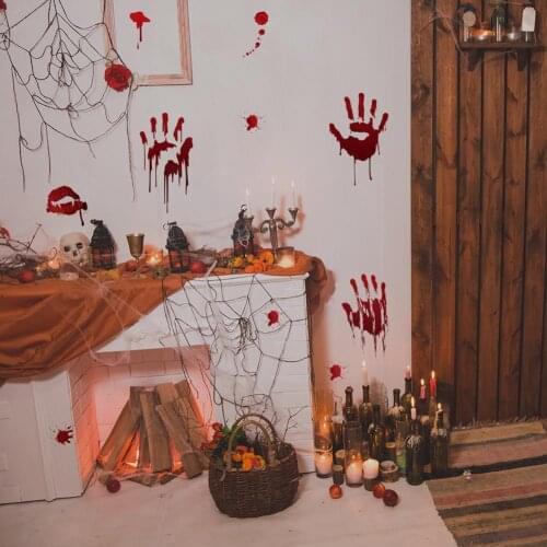 Halloween Skull Horror Toilet Seat Grabber Sticker Decals Horror Handprint Scary PVC Wall Deco Spider Blood Party Cover Bat M7B6