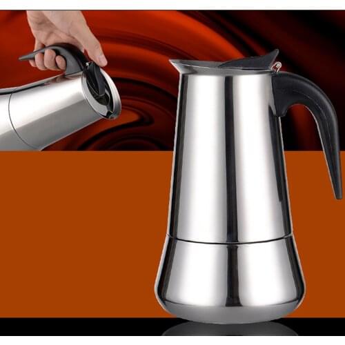 Semi-Automatic Italian Stainless Steel Moka Pot 100ml 200ml 300ml 450ml European Style Espresso Pot French Coffee Pot