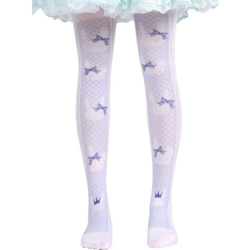 Japanese Lolita Bow-knot print thigh-high Pantyhose 100D Velvet fashion Sweet lolita stockings Tights