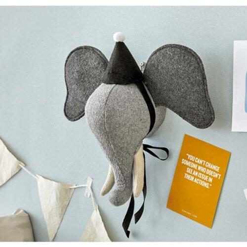 Korean Animals Head Plush Toy Animal Head Wall Hanging Pendant Mural Living Room Kids Girl Room Decor 3D Background Wall Decor