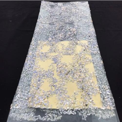 Hot Selling Nigerian Sequin Lace Fabric 2021 High Quality African Tulle Lace Fabric French Mesh Lace Fabric J4051