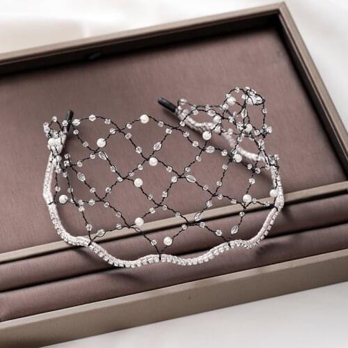 5 Design Crystal Headbands Wedding Hair Accessories Handmade Mesh Tiaras Hairband Women Bridal Hair Jewelry Headpiece Hair Vines