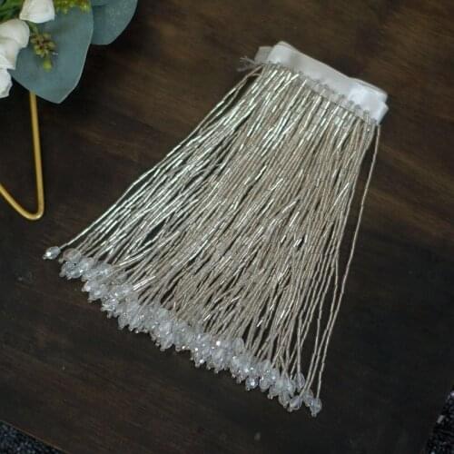 1 yard Silver Beaded Fringe Tassel Trim Handmade Seed Bead Fringe Tassel Seed Beads Fringe Millinery Crafts Costumes Decoration