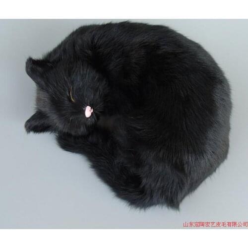 Black simulation cat polyethylene & furs sleeping cat model gift about 25x20x11cm 239