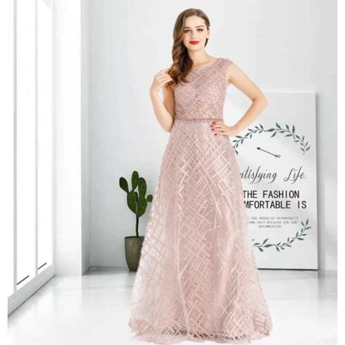 Evening Dresses Pink Long Luxury 2021 Sequin For Women Party, Wedding, Prom HO1051