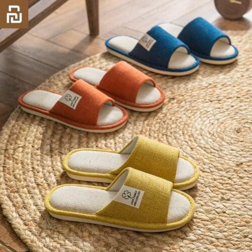 2021 New Xiaomi Youpin Cotton and Linen Women Men Bedroom Slippers Breathable and Non-slip Soft Home Furnishing Flax Slippers
