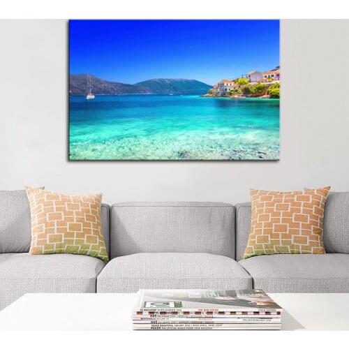 Blue Beach Sea Nature Kefalonia Island Greece Canvas Wall Art Picture Print On Canvas Home Decor Drop shipping
