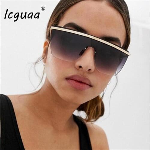 New Rimless Oversized Sunglasses Women Men Metal one pieces Square Female Sun Glasses Gradient Colorful Shades UV400 oculos
