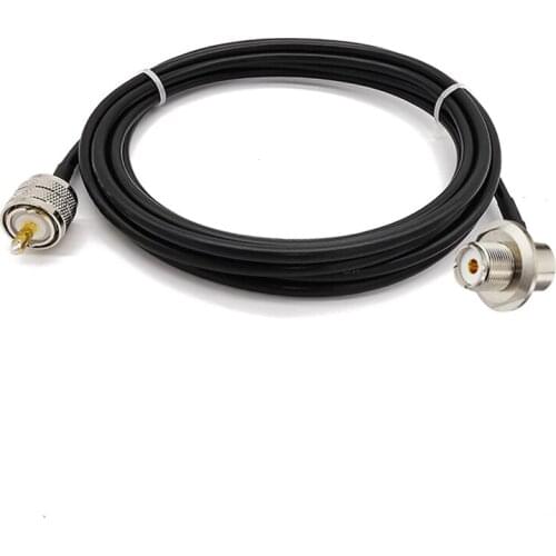 UHF PL259 Male to UHF SO239 Female Right Angle Bulkhead Mount LMR195 Vehicle CB Radio Antenna Fix Bracket Mounting Lip Mount