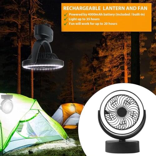 Outdoor Tent Fan Light Hanging Camping Lantern Nightlight USB 2-Speed Cooler
