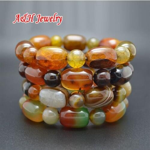 1Pc High Quality Natural Semi-precious Stone Colorful Stone Barrel Shape Beads Prayer Mala Bracelets For Man and Women