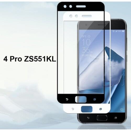 1pcs Ultra-Thin white black color full screen protector Tempered Glass film For Asus ZenFone 4 Pro Screen protective glass film