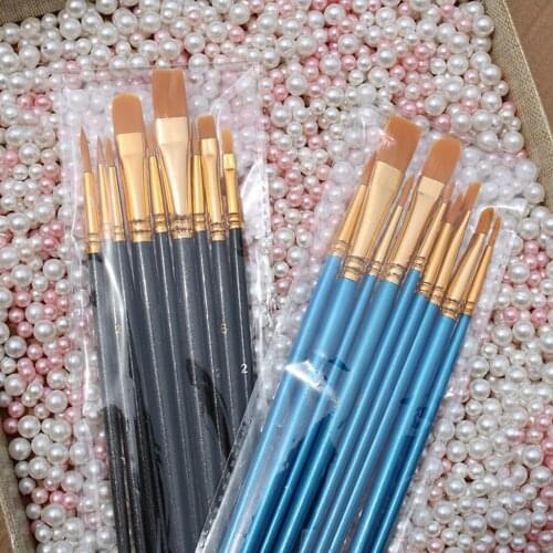 10pcs/set Watercolor Oil Acrylic Artist Paint Brushes Nylon Hair Painting Brush Wooden Handle Art Supplies Stationery