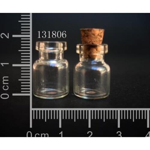 20 pcs 0.6ml 13x18mm Small Brown Glass Bottle Vial Pendant With Cork and Hook For Wedding Holiday Decoration Christmas Gifts