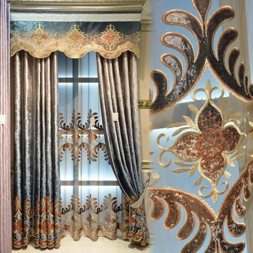 2021 Nordic Chenille Embroidered Blackout Curtains for European Style Living Room Study Bedroom Blackout Curtains Customization