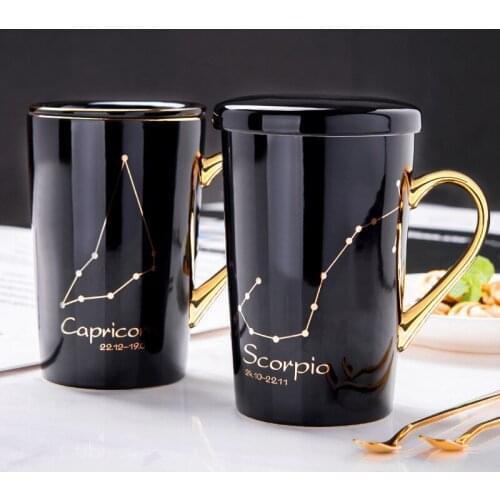 420ML Creative Ceramic Tea Cup Teaware With Filter Personality Constellation Office Water Mug With Lid Spoon Gift Box