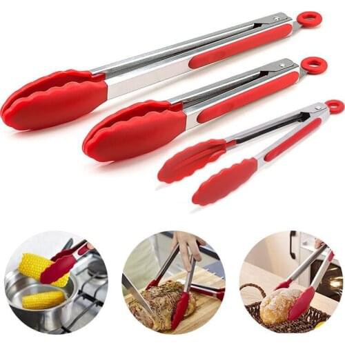 7/9In Stainless Steel Non-Slip Kitchen Tongs Barbecue Meat Buffet Steak Clip Salad Bread Cooking Food Clamp Hotel Fruit Folder