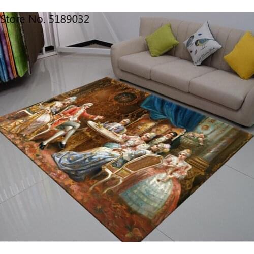 Classic Oil Painting Carpet Vintage Luxury Floor Mat for Living Room Bedroom Cute Angle Print Cartoon Area Rugs Entrance Doormat
