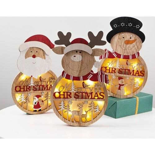 1pcs LED Light Snowman Christmas Decorations for Home Xmas Tree Wooden Pendant Ornament Lights Table Decor New Year Gift navidad