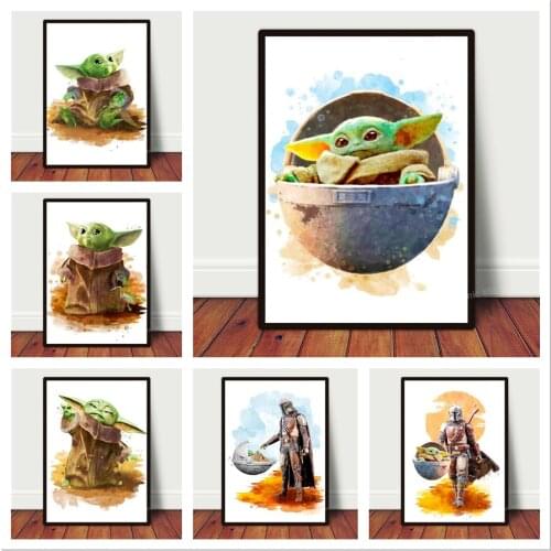 Star Wars Canvas Painting Cartoon Mandalorian Darth Yoda Poster Wall Art Prints Cafe Bar Living Bedroom Dorm Home Decor Mural