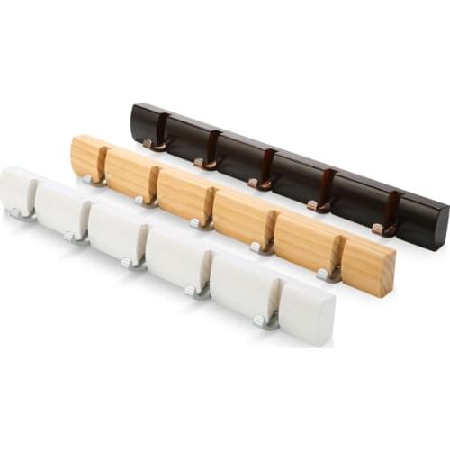Creative wood coat hooks wall folding coat rack wall row hook door load-bearing hanging wall coat rack