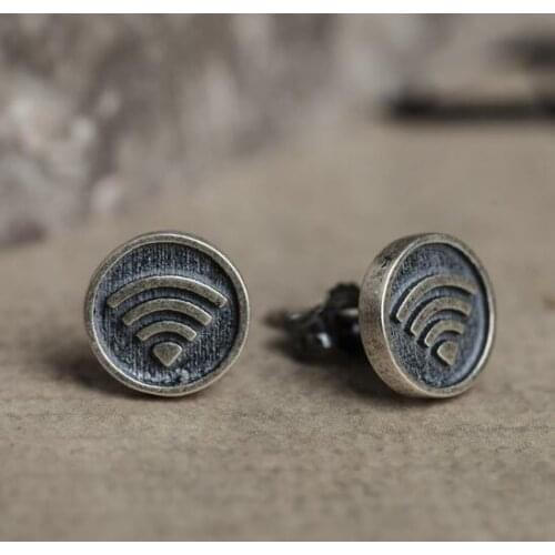 Zavorohin Real 100% 925 Sterling Silver Wifi Round Cirlcle Stud Earrings Ear Studs Fashion Jewelry Brincos Allergy Free