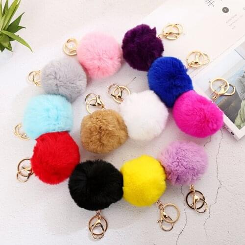 Cute 8cm plush ball Colorful Favorite Keychain bag decoration stuffed soft good quality christmas festival gift for friend kid