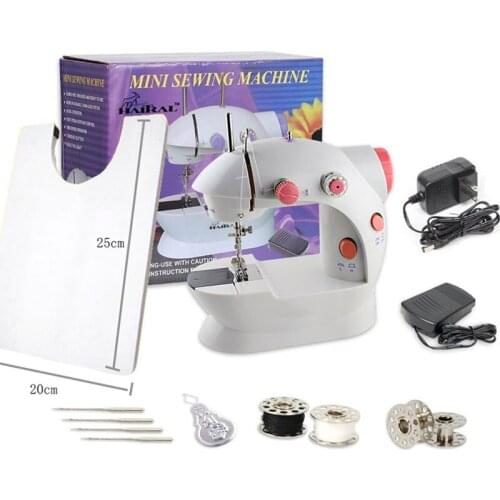 Mini Electric Sewing Machine 202A Dual Speed Adjustment with Extension Table Double Threads Pendal Red Sewing Machine EU Plug