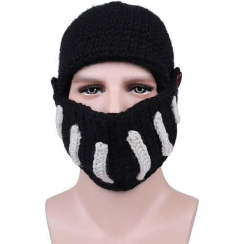 Novelty Roman Hat Winter Beanie Hats Warm Mask Knight Helmet Knitted Cap Handmade Gladiator Mask Thickened Knit Ha