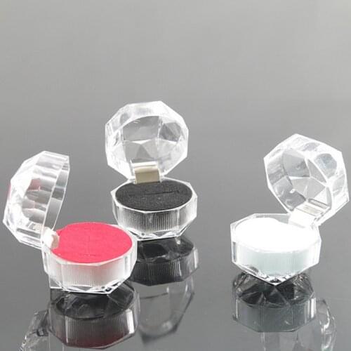 New Clear Acrylic Plastic Jewelry Organizer Ring Earring Holder Boxes Black White Red 3.9*3.9CM