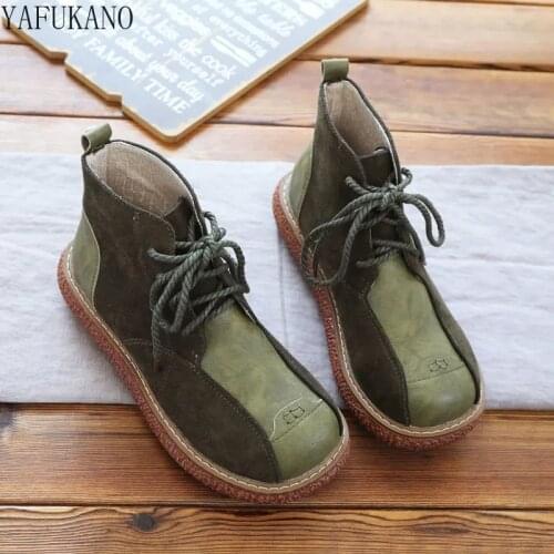 Literary Retro Suede Thick-Soled Big Head Doll Shoes Autumn Winter Handmade Casual Short Boots Martin Boots Harajuku Ankle Boots