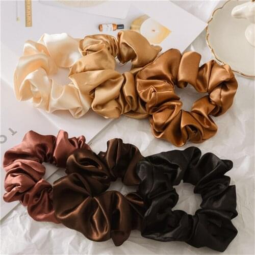 40pcs/lot Solid Satin Cloth Scruchies for Women Girls Ponytail Holder Hair Ties Trendy Elastic Rubber Hair Bands Accessories