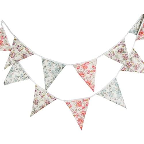 Party Flag Flower Print Paper Board Garland Banner For Baby Shower Birthday Party Decoration Kids Room Decor Garland Bunting