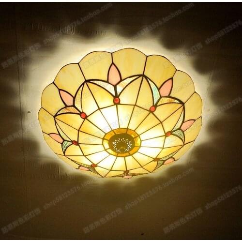 Simple European antique ceiling lamp Tiffanylamps glass lamps bedroom den balcony nostalgic modern art lighting decorate LED