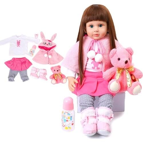 Silicone Baby Doll Elegant Reborn With Shawl Toys For Girls Newborn Princess Toddler Fashion Pink Clothes For Cute Baby Presents