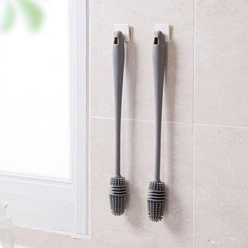 Silicone Bottle Brush With Long Handle Glass Cleaner For Vase Vacuum Flask Cleaning Brush Sanitary Handy Home Cleaning Accessory