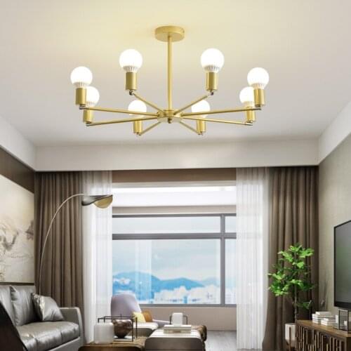Modern Gold chandelier lighting 3-8 lights wrought iron can adjust Living Room bedroom home hanging lamp restaurnat decor light