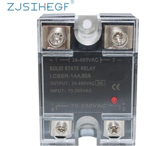 SSR-80AA Single Phase Solid State Relay For Temperature Control AC To AC 3-32VDC-Control 24-280VDC