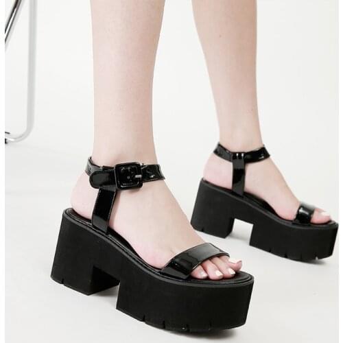 Platform Chunky Heels peep Toe Gladiator Shoes Women Creepers shoes Summer shoes dress Sandals Vintage Buckle Punk Gothic Shoes